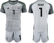 Wholesale Cheap Germany #1 Neuer Grey Goalkeeper Soccer Country Jersey