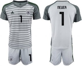 Wholesale Cheap Germany #1 Neuer Grey Goalkeeper Soccer Country Jersey