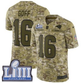Wholesale Cheap Nike Rams #16 Jared Goff Camo Super Bowl LIII Bound Men\'s Stitched NFL Limited 2018 Salute To Service Jersey