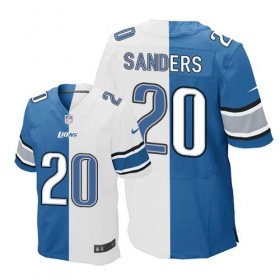 Wholesale Cheap Nike Lions #20 Barry Sanders Blue/White Men\'s Stitched NFL Elite Split Jersey