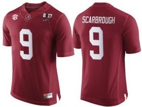 Wholesale Cheap Men\'s Alabama Crimson Tide #9 Bo Scarbrough Red 2017 Championship Game Patch Stitched CFP Nike Limited Jersey