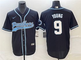 Wholesale Cheap Men\'s Carolina Panthers #9 Bryce Young Black With Patch Cool Base Stitched Baseball Jersey