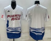 Cheap Men's Puerto Rico Baseball Blank White 2023 World Baseball Classic Stitched Jerseys
