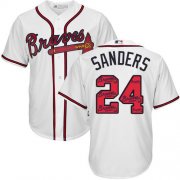 Wholesale Cheap Braves #24 Deion Sanders White Team Logo Fashion Stitched MLB Jersey