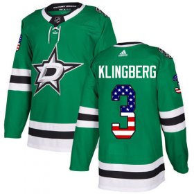 Wholesale Cheap Adidas Stars #3 John Klingberg Green Home Authentic USA Flag Youth Stitched NHL Jersey