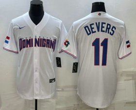 Cheap Men\'s Dominican Republic Baseball #11 Rafael Devers 2023 White World Baseball Classic Stitched Jerseys