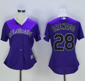 Wholesale Cheap Rockies #28 Nolan Arenado Purple Alternate Women\'s Stitched MLB Jersey