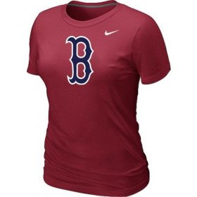 Wholesale Cheap Women\'s MLB Boston Red Sox Heathered Nike Blended T-Shirt Red