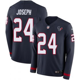 Wholesale Cheap Nike Texans #24 Johnathan Joseph Navy Blue Team Color Men\'s Stitched NFL Limited Therma Long Sleeve Jersey