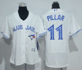 Wholesale Cheap Blue Jays #11 Kevin Pillar White Flexbase Authentic Women\'s Stitched MLB Jersey