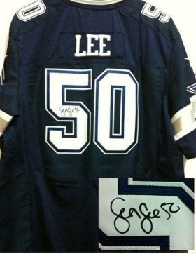 Wholesale Cheap Nike Cowboys #50 Sean Lee Navy Blue Team Color Men\'s Stitched NFL Elite Autographed Jersey