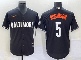Wholesale Cheap Men\'s Baltimore Orioles #5 Brooks Robinson Black 2023 City Connect Cool Base Stitched Jersey