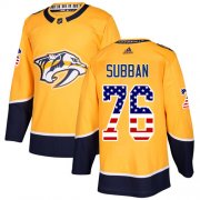Wholesale Cheap Adidas Predators #76 P.K Subban Yellow Home Authentic USA Flag Stitched Youth NHL Jersey