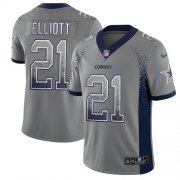 Wholesale Cheap Nike Cowboys #21 Ezekiel Elliott Gray Men's Stitched NFL Limited Rush Drift Fashion Jersey