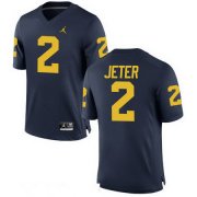 Wholesale Cheap Men's Michigan Wolverines #2 Derek Jeter Navy Blue Stitched College Football Brand Jordan NCAA Jersey
