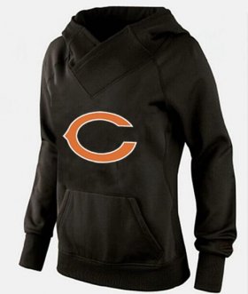 Wholesale Cheap Women\'s Chicago Bears Logo Pullover Hoodie Black-2