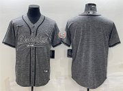 Wholesale Cheap Men's Miami Dolphins Blank Gray With Patch Cool Base Stitched Baseball Jersey