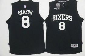 Wholesale Cheap Men\'s Philadelphia 76ers #8 Jahlil Okafor Black With White Stitched NBA Adidas Revolution 30 Swingman Jersey