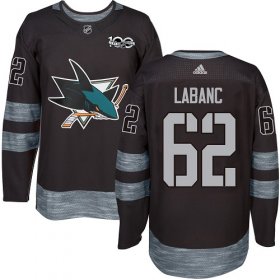 Wholesale Cheap Adidas Sharks #62 Kevin Labanc Black 1917-2017 100th Anniversary Stitched NHL Jersey