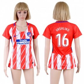 Wholesale Cheap Women\'s Atletico Madrid #16 Vrsaliko Home Soccer Club Jersey