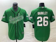 Cheap Men's Philadelphia Eagles #26 Saquon Barkley Green Cool Base Stitched Baseball Jersey