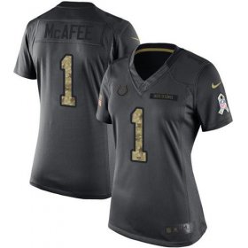 Wholesale Cheap Nike Colts #1 Pat McAfee Black Women\'s Stitched NFL Limited 2016 Salute to Service Jersey