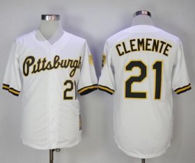 Wholesale Cheap Mitchell And Ness 1990-1997 Pirates #21 Roberto Clemente White Throwback Stitched MLB Jersey