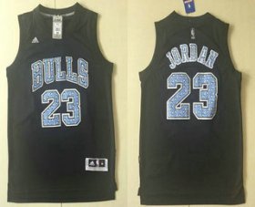 Wholesale Cheap Men\'s Chicago Bulls #23 Michael Jordan Black Diamond Fashion Stitched NBA Jersey