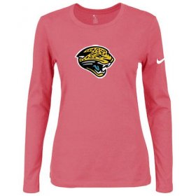 Wholesale Cheap Women\'s Nike Jacksonville Jaguars Of The City Long Sleeve Tri-Blend NFL T-Shirt Pink
