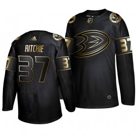 Wholesale Cheap Adidas Ducks #37 Nick Ritchie Men\'s 2019 Black Golden Edition Authentic Stitched NHL Jersey