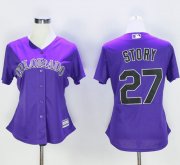 Wholesale Cheap Rockies #27 Trevor Story Purple Women's Alternate Stitched MLB Jersey