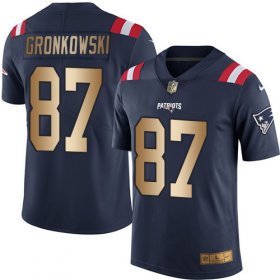 Wholesale Cheap Nike Patriots #87 Rob Gronkowski Navy Blue Men\'s Stitched NFL Limited Gold Rush Jersey
