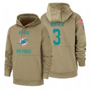 Wholesale Cheap Miami Dolphin #3 Josh Rosen Nike Tan 2019 Salute To Service Name & Number Sideline Therma Pullover Hoodie