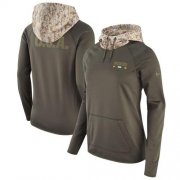 Wholesale Cheap Women's Green Bay Packers Nike Olive Salute to Service Performance Pullover Hoodie