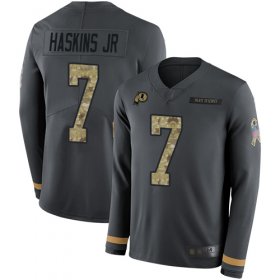 Wholesale Cheap Nike Redskins #7 Dwayne Haskins Jr Anthracite Salute to Service Men\'s Stitched NFL Limited Therma Long Sleeve Jersey