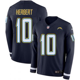 Wholesale Cheap Nike Chargers #10 Justin Herbert Navy Blue Team Color Men\'s Stitched NFL Limited Therma Long Sleeve Jersey