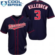 Wholesale Cheap Twins #3 Harmon Killebrew Navy blue Cool Base Stitched Youth MLB Jersey