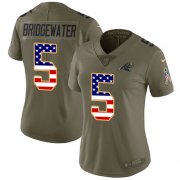 Wholesale Cheap Nike Panthers #5 Teddy Bridgewater Olive/USA Flag Women's Stitched NFL Limited 2017 Salute To Service Jersey