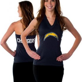 Wholesale Cheap Women\'s All Sports Couture Los Angeles Chargers Blown Coverage Halter Top