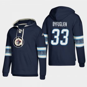 Wholesale Cheap Winnipeg Jets #33 Dustin Byfuglien Blue adidas Lace-Up Pullover Hoodie