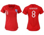 Wholesale Cheap Women's England #8 Henderson Away Soccer Country Jersey