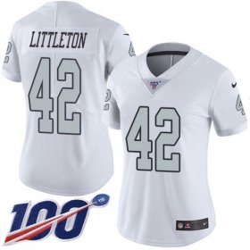 Wholesale Cheap Nike Raiders #42 Cory Littleton White Women\'s Stitched NFL Limited Rush 100th Season Jersey
