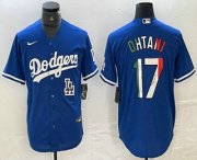 Cheap Men's Los Angeles Dodgers #17 Shohei Ohtani Mexico Blue Cool Base Stitched Jersey