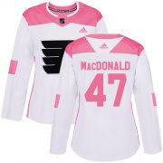 Wholesale Cheap Adidas Flyers #47 Andrew MacDonald White/Pink Authentic Fashion Women's Stitched NHL Jersey