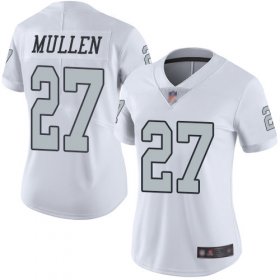 Wholesale Cheap Nike Raiders #27 Trayvon Mullen White Women\'s Stitched NFL Limited Rush Jersey