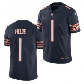 Wholesale Cheap Women\'s Navy Chicago Bears #1 Justin Fields 2021 NFL Draft Vapor untouchable Limited Stitched Jersey