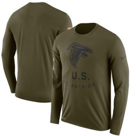 Wholesale Cheap Men\'s Atlanta Falcons Nike Olive Salute to Service Sideline Legend Performance Long Sleeve T-Shirt