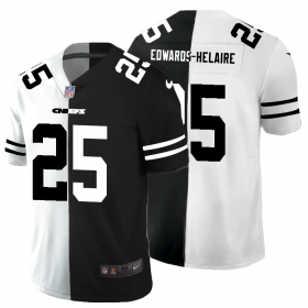 Cheap Kansas City Chiefs #25 Clyde Edwards-Helaire Men\'s Black V White Peace Split Nike Vapor Untouchable Limited NFL Jersey