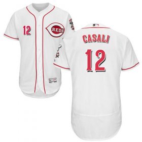 Wholesale Cheap Reds #12 Curt Casali White Flexbase Authentic Collection Stitched MLB Jersey