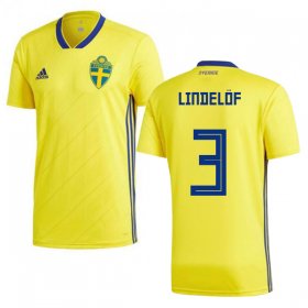 Wholesale Cheap Sweden #3 Lindelof Home Kid Soccer Country Jersey